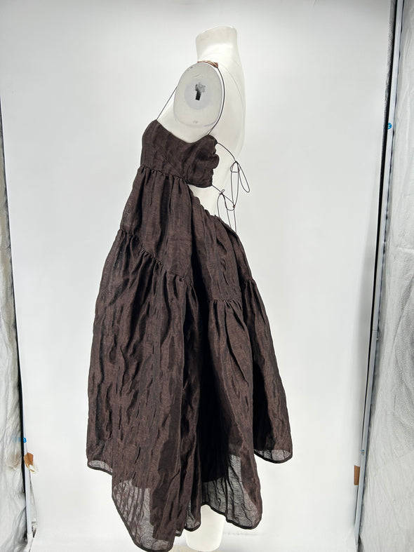 Robe en lin marron