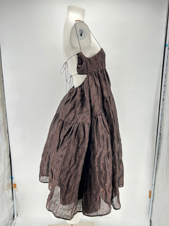 Robe en lin marron