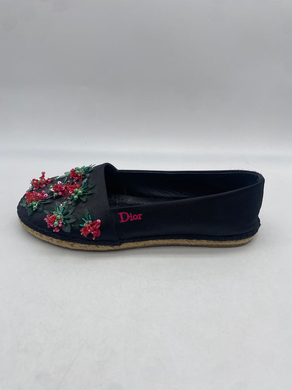 Espadrilles noires à fleurs