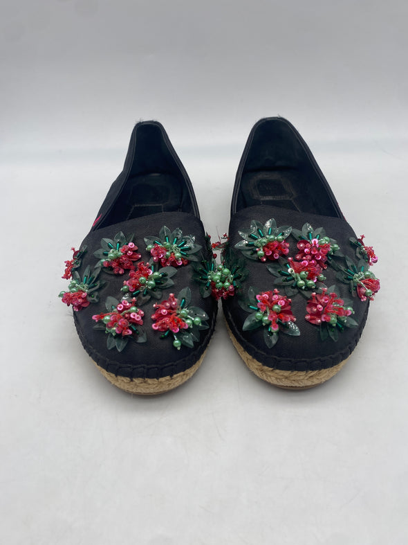 Espadrilles noires à fleurs