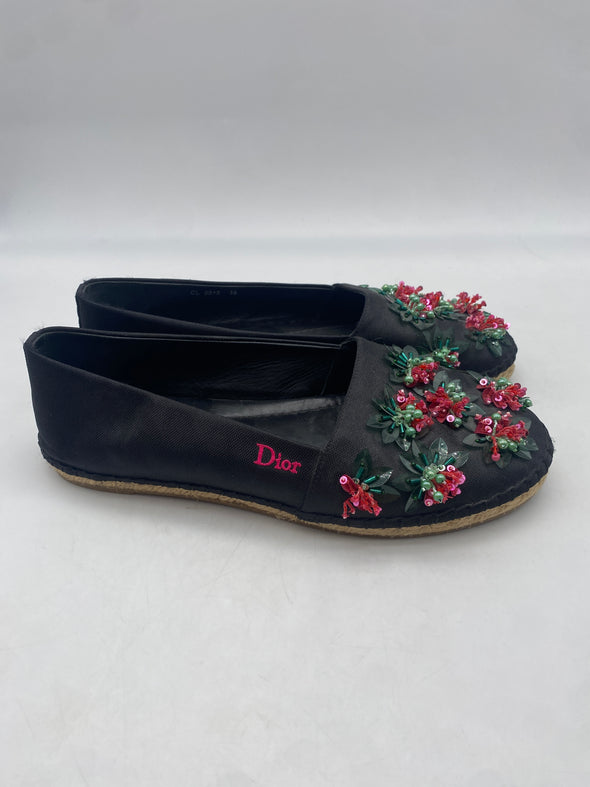 Espadrilles noires à fleurs