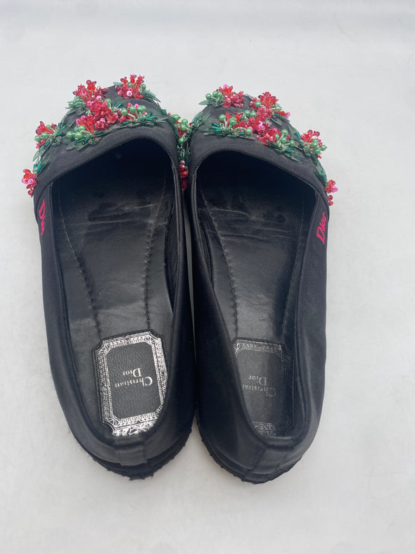 Espadrilles noires à fleurs