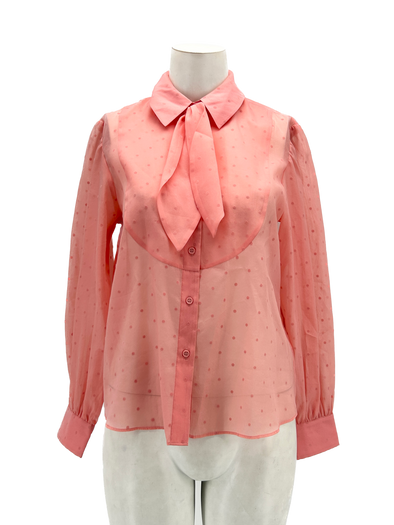 Chemise rose à pois