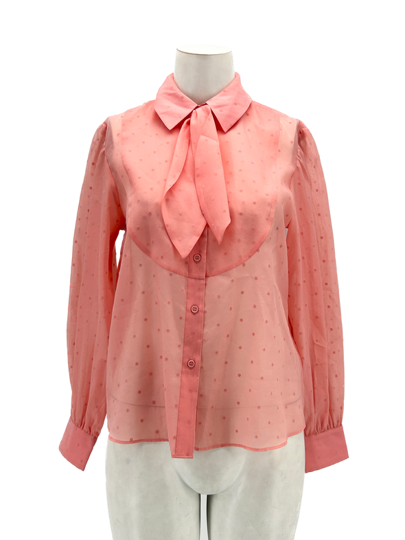 Chemise rose à pois