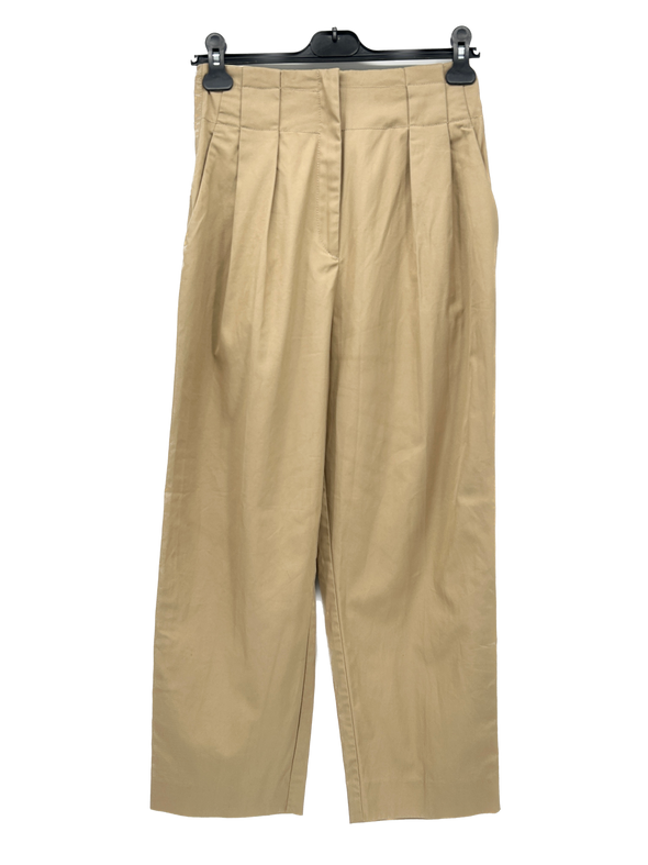 Pantalon beige ample plissé