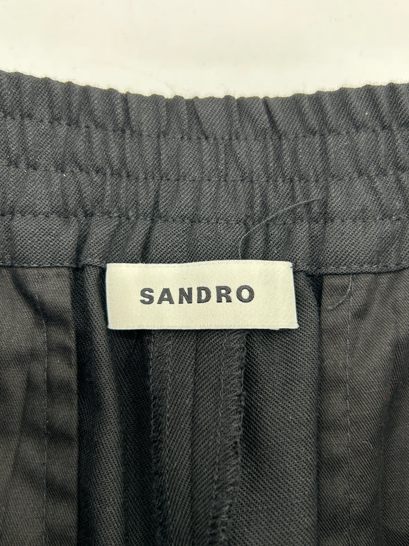 Pantalon noir à bande latérale blanche