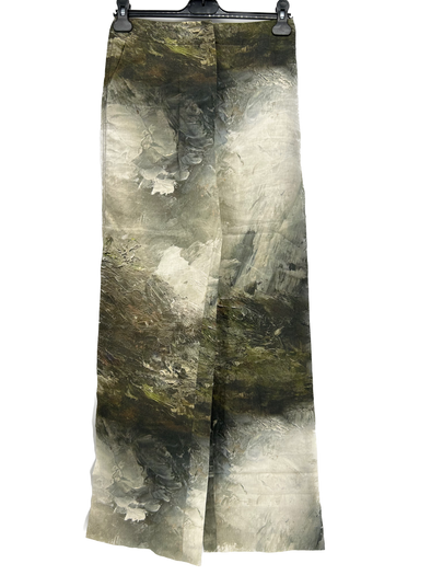 Pantalon imprimé peinture verte