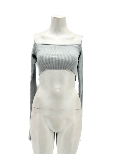 Crop top bleu à épaules dénudées