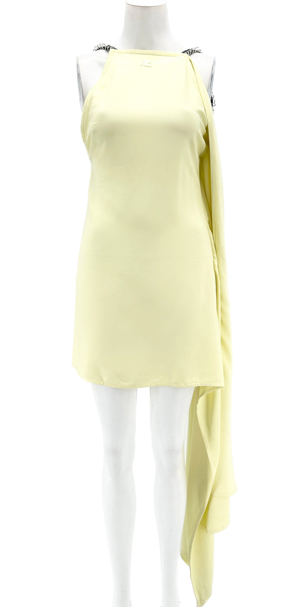 Robe jaune asymétrique dos nu