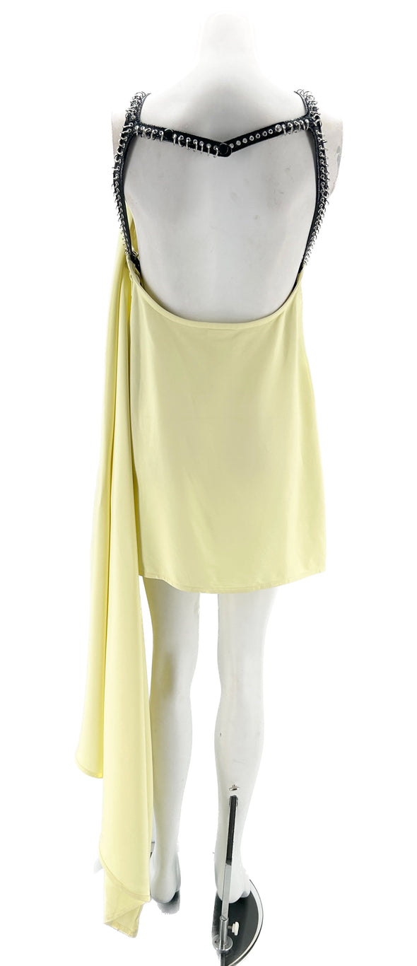 Robe jaune asymétrique dos nu