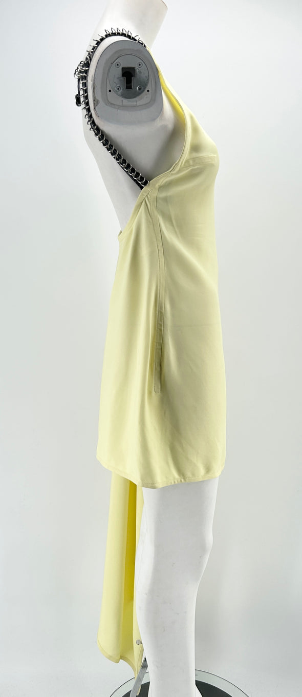 Robe jaune asymétrique dos nu