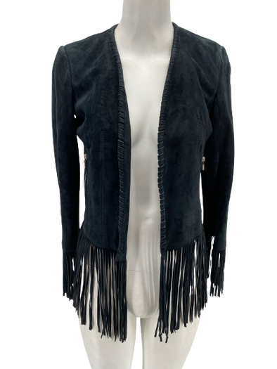 Veste en daim à franges