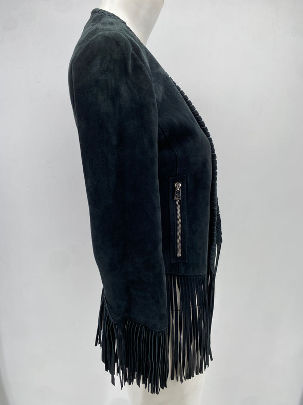 Veste en daim à franges