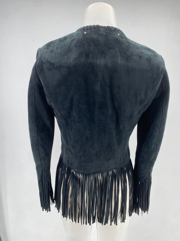 Veste en daim à franges