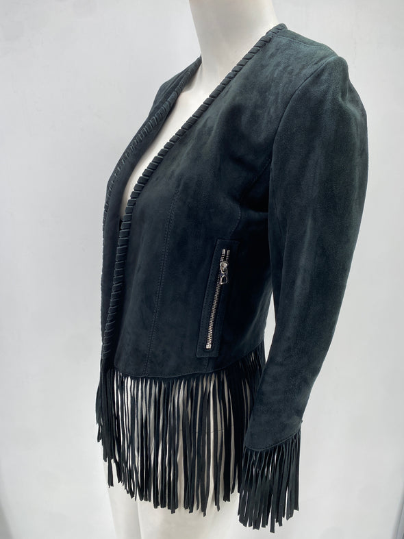 Veste en daim à franges