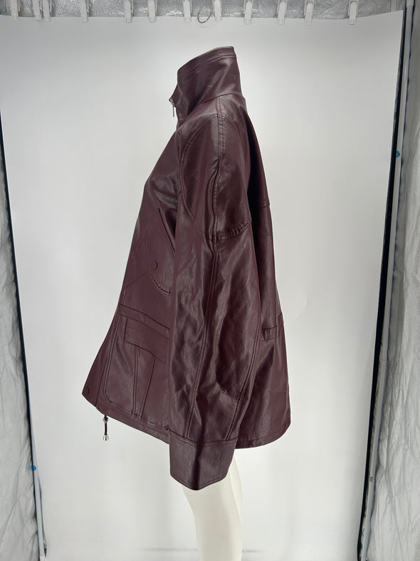 Veste en simili cuir bordeaux