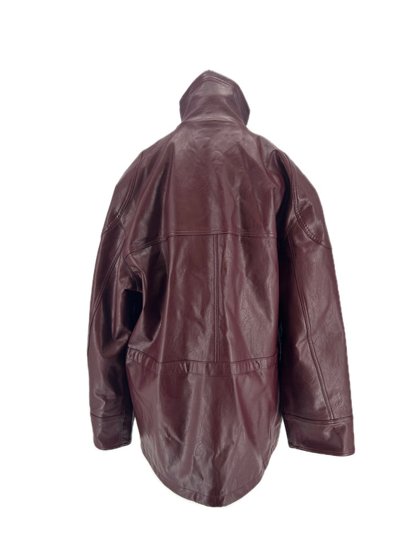 Veste en simili cuir bordeaux