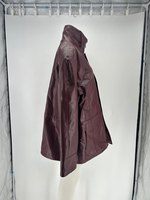 Veste en simili cuir bordeaux