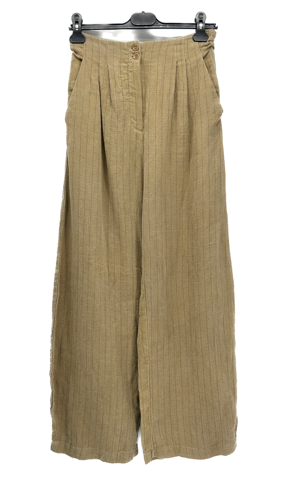 Pantalon large marron à rayures