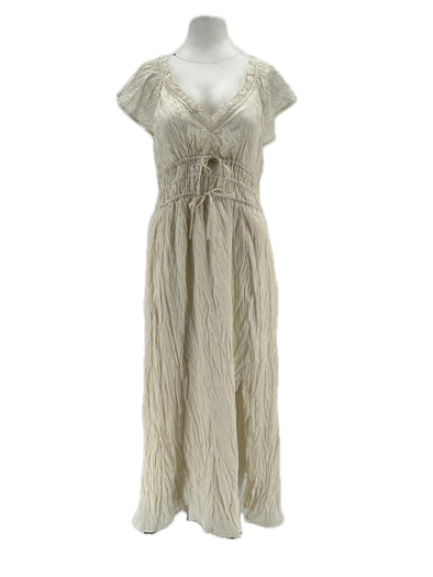 Robe plissée beige