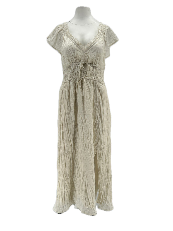 Robe plissée beige