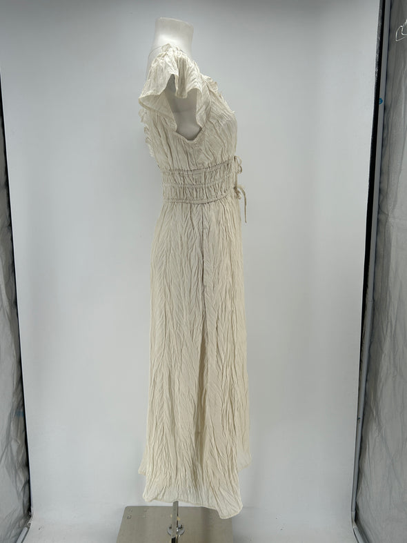 Robe plissée beige