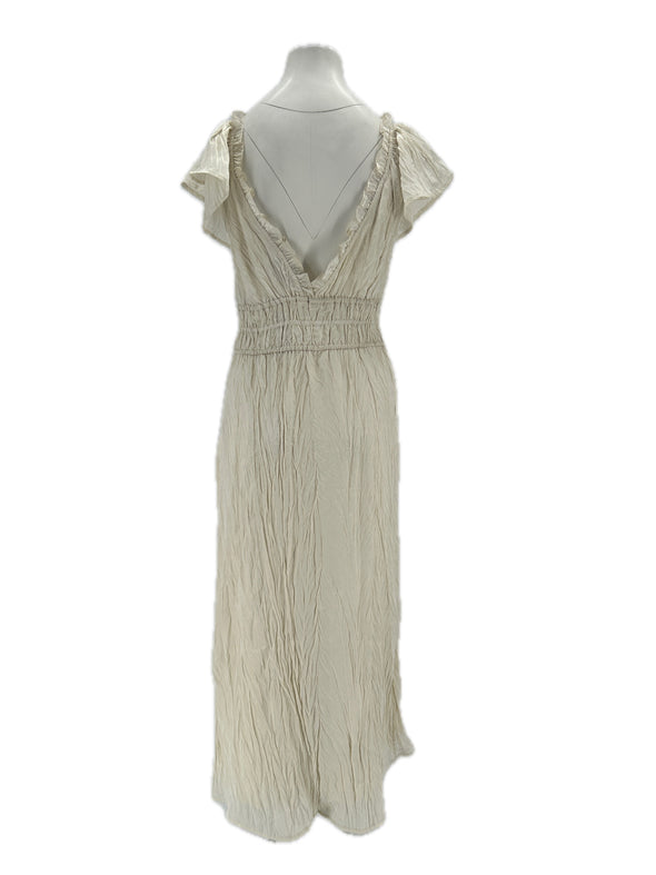 Robe plissée beige