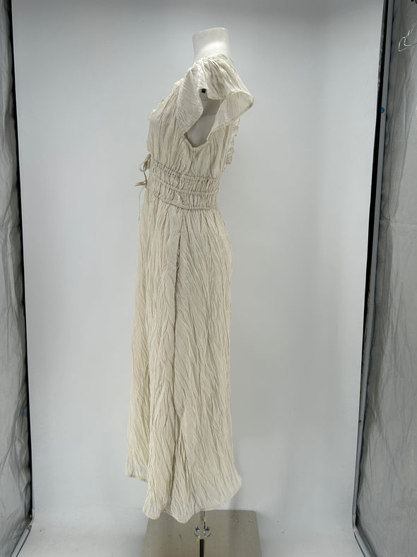 Robe plissée beige