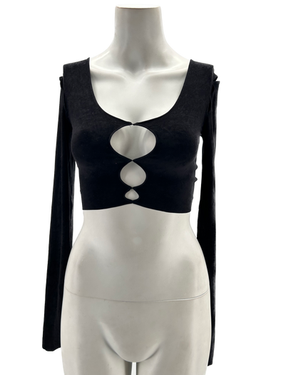 Top court noir à lacets