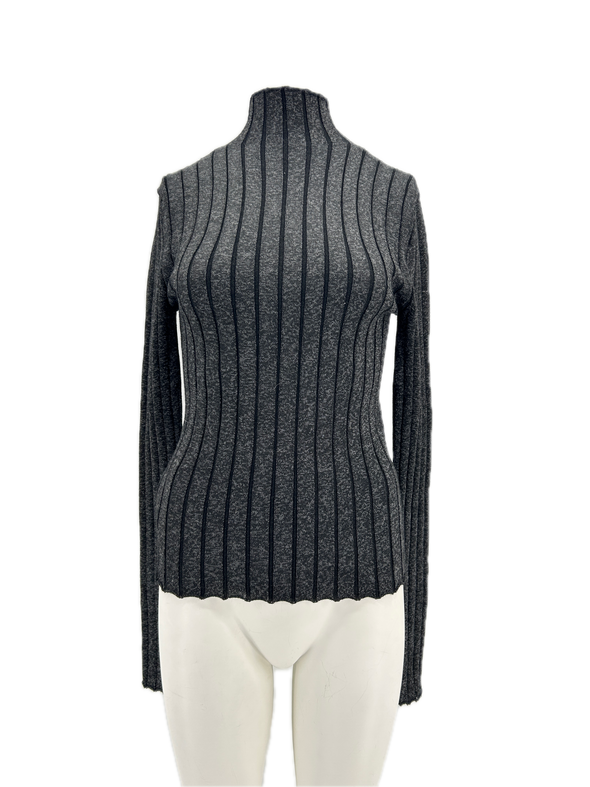 Pull col roulé gris