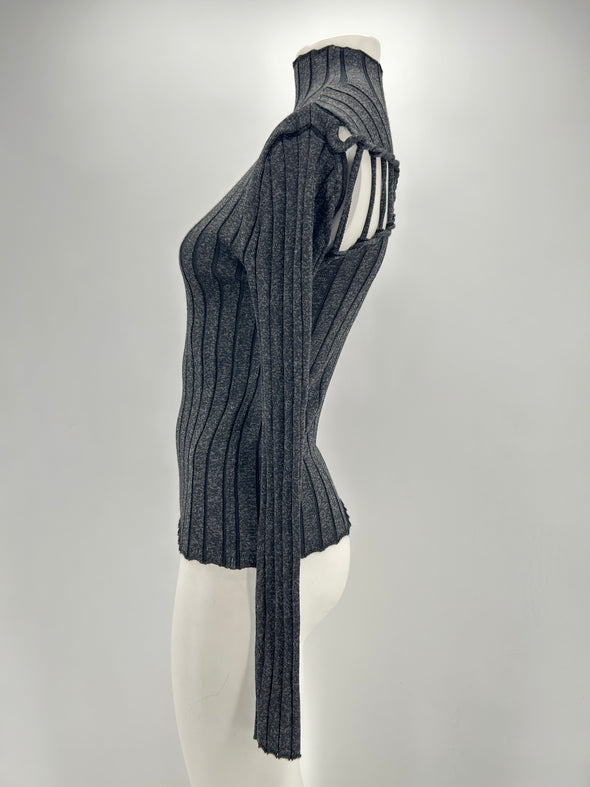 Pull col roulé gris