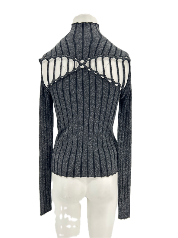 Pull col roulé gris