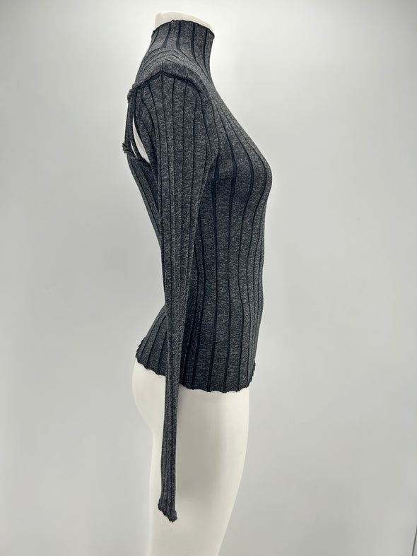 Pull col roulé gris