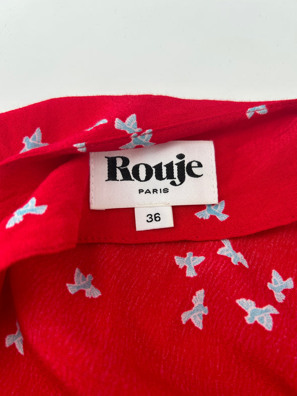 Top rouge portefeuille à fleurs