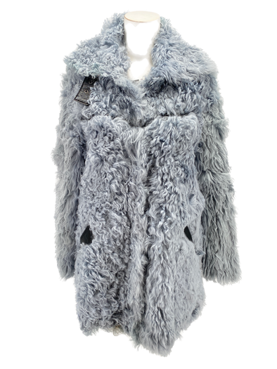 Manteau en peau lainée bleue