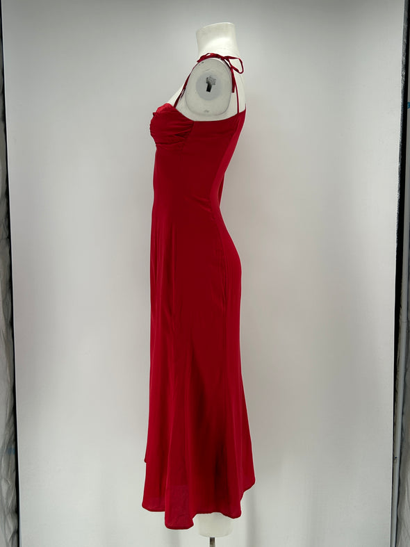 Robe en soie rouge