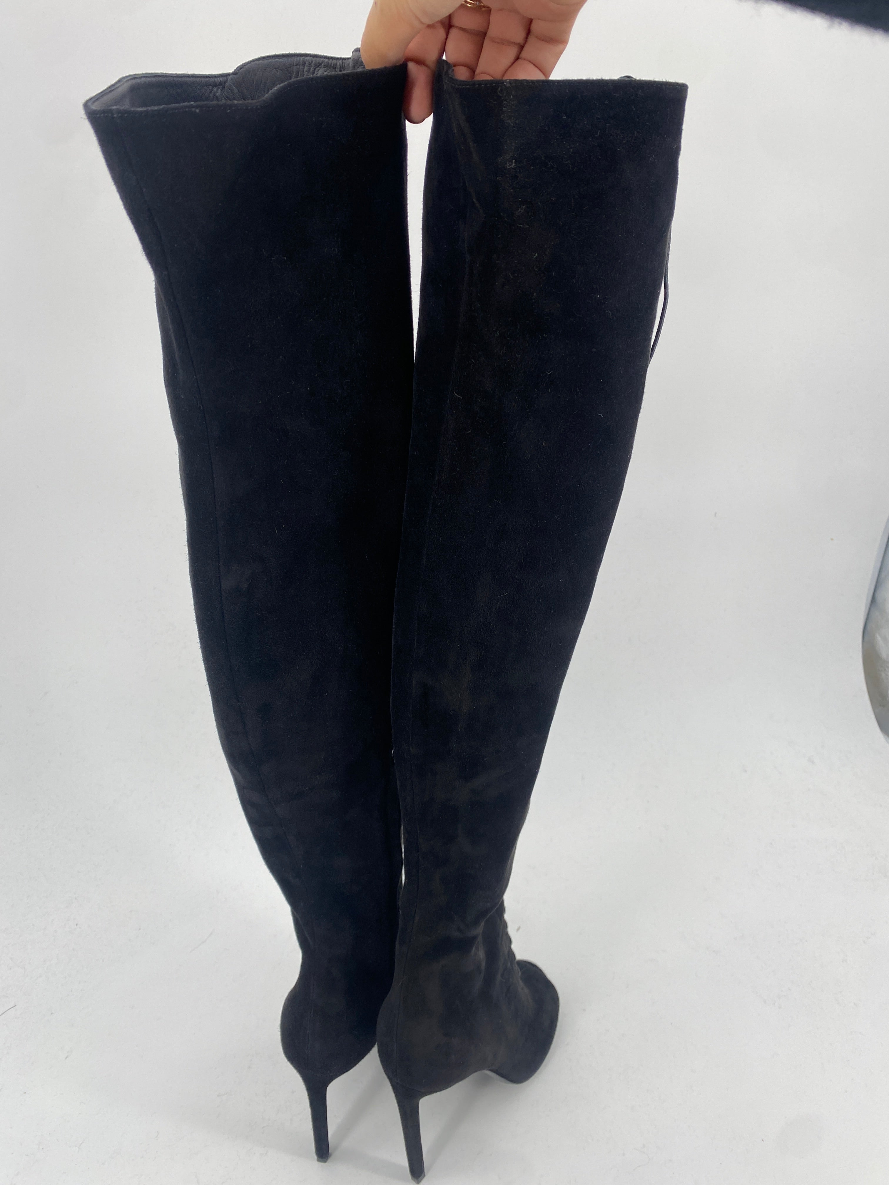 Saint Laurent Cuissarde Daim Zara Cuissardes En Daim Noir