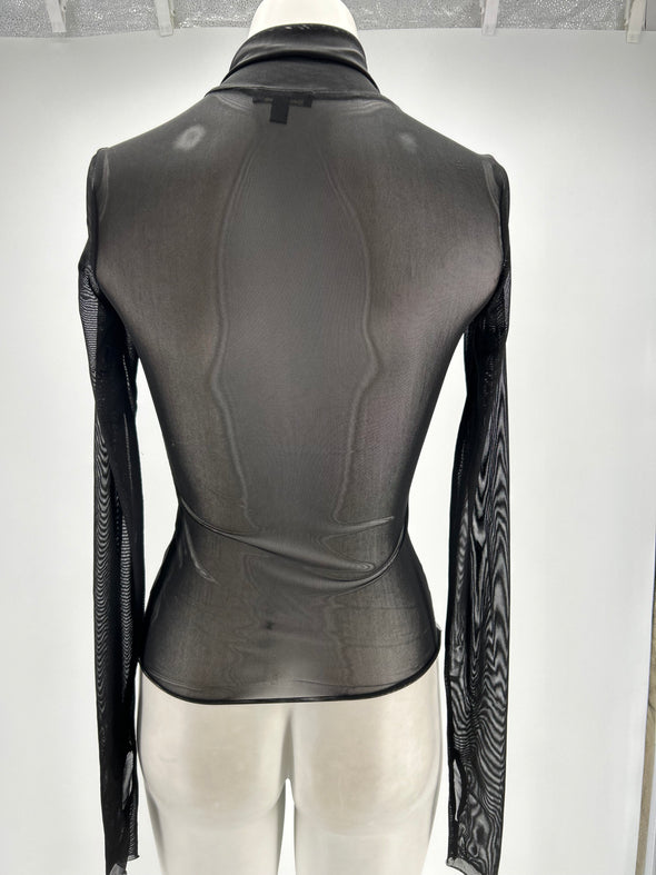 Top en mesh transparent