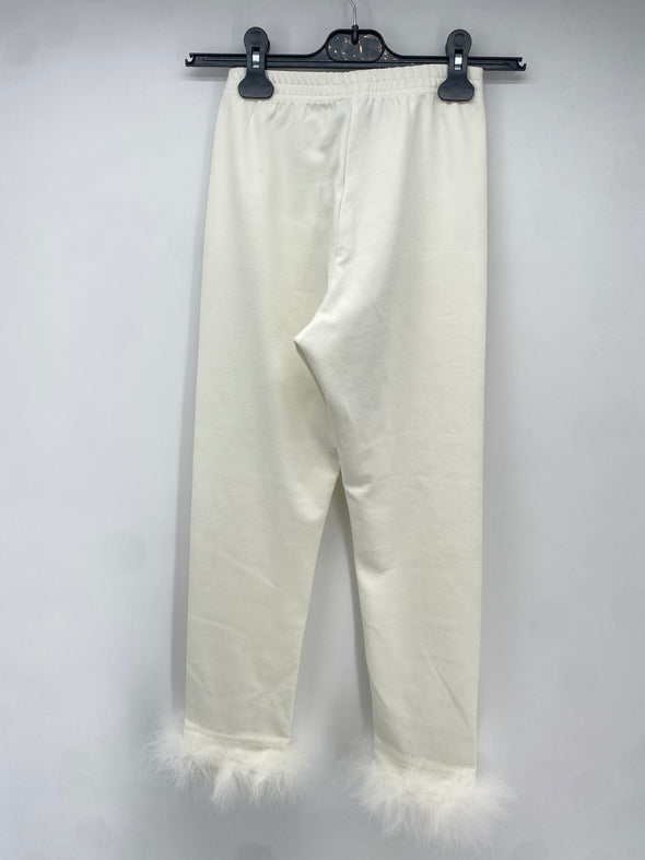 Pantalon blanc à plumes