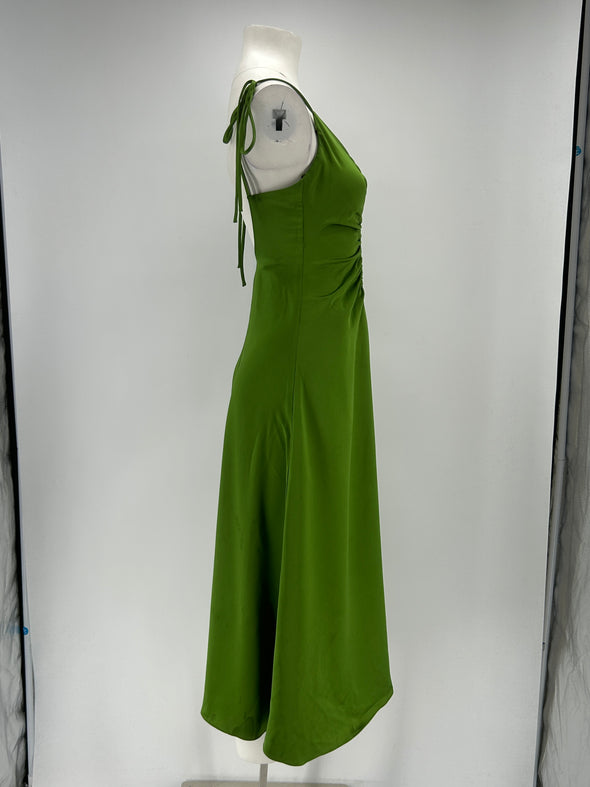 Robe satinée verte