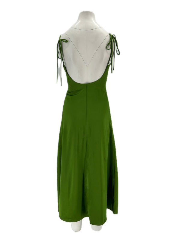 Robe satinée verte