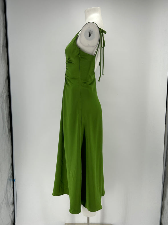 Robe satinée verte