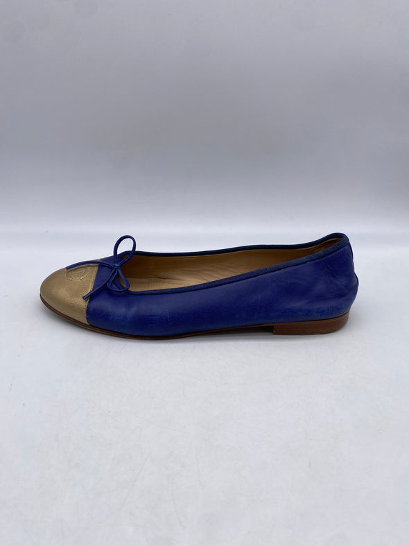 Ballerines en cuir bi-colore