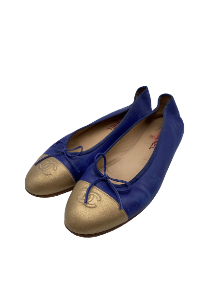 Ballerines en cuir bi-colore