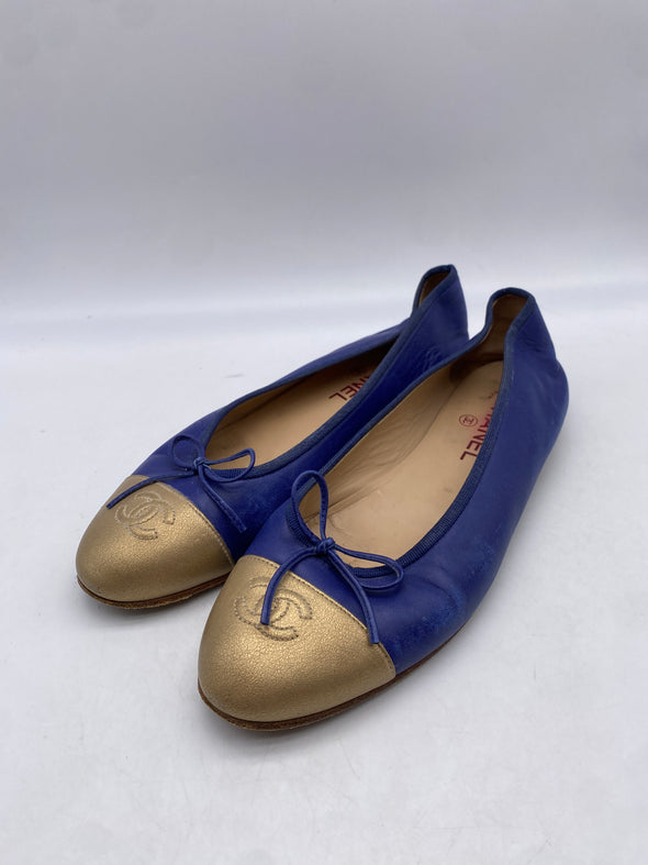 Ballerines en cuir bi-colore