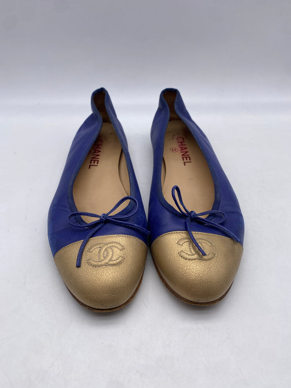 Ballerines en cuir bi-colore