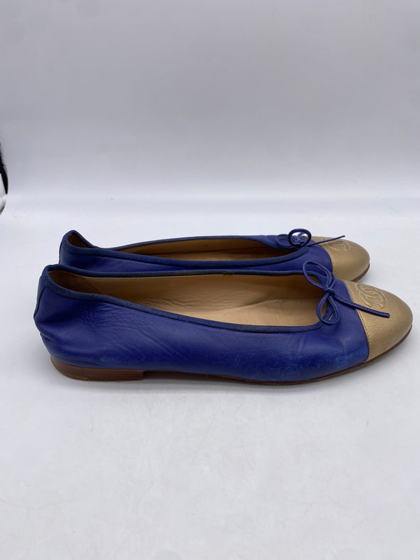 Ballerines en cuir bi-colore