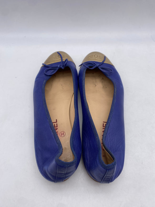 Ballerines en cuir bi-colore