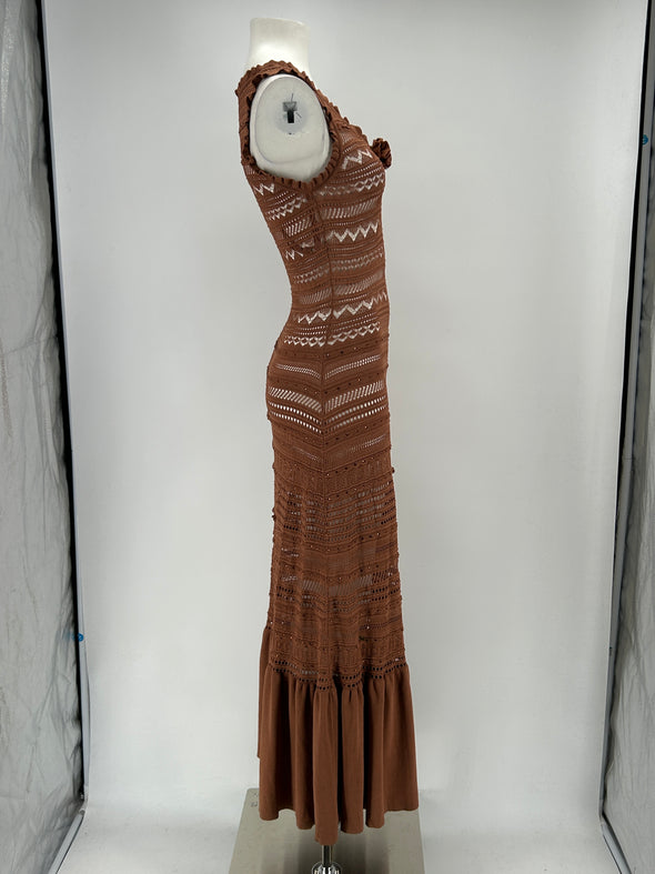 Robe en crochet marron
