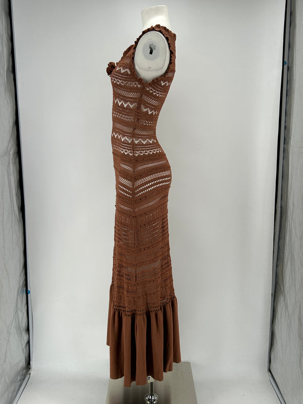 Robe en crochet marron